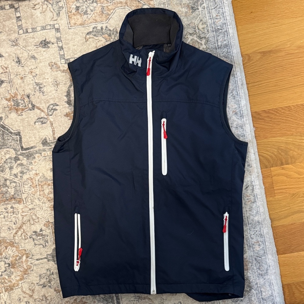 Helly Hansen Men's Dark Blue Vest with Red and White Accents